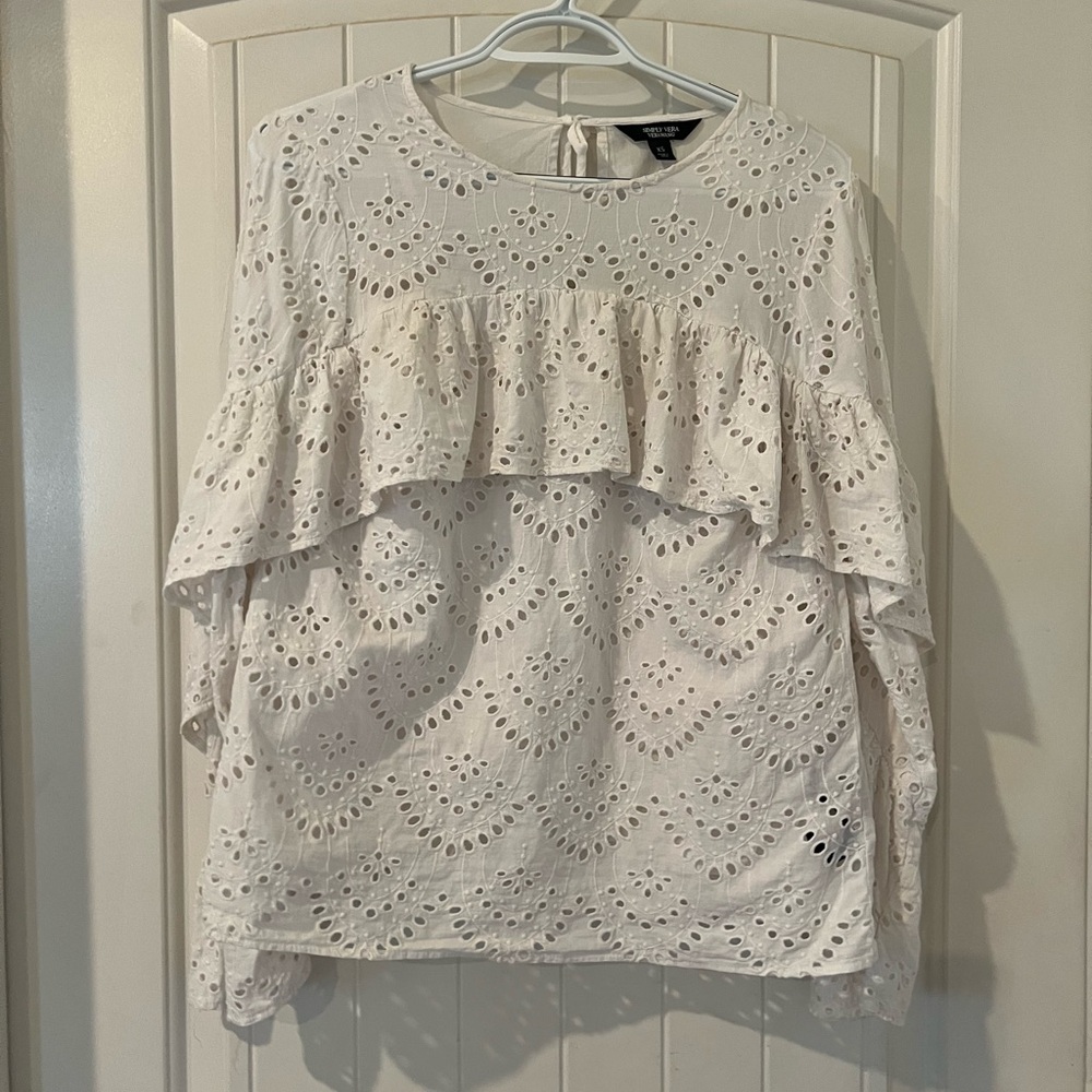 Vera Wang Eyelet Blouse with Ruffle
